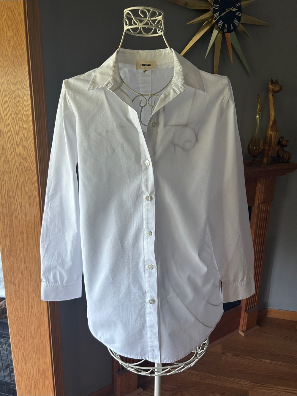 L'AGENCE White Long-Sleeve Button Shirt